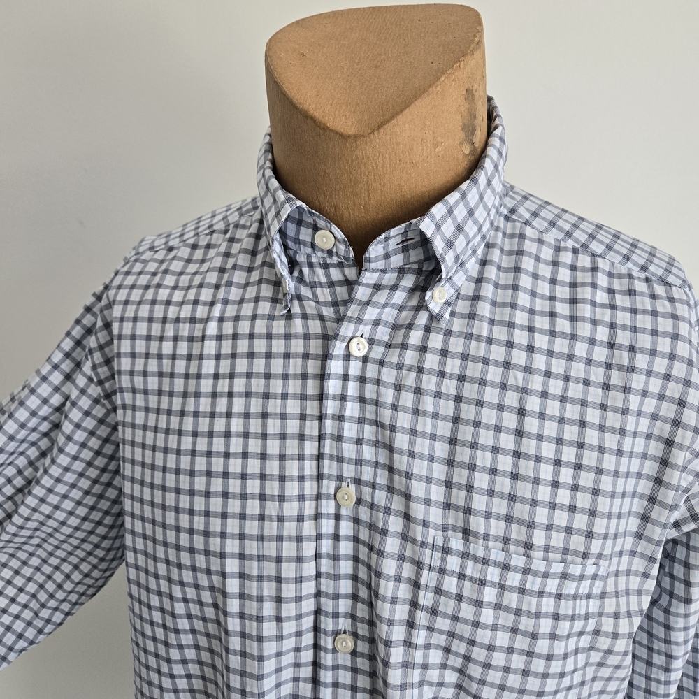 ETON Men's Button-Down Check Shirt in White and Light Blue
